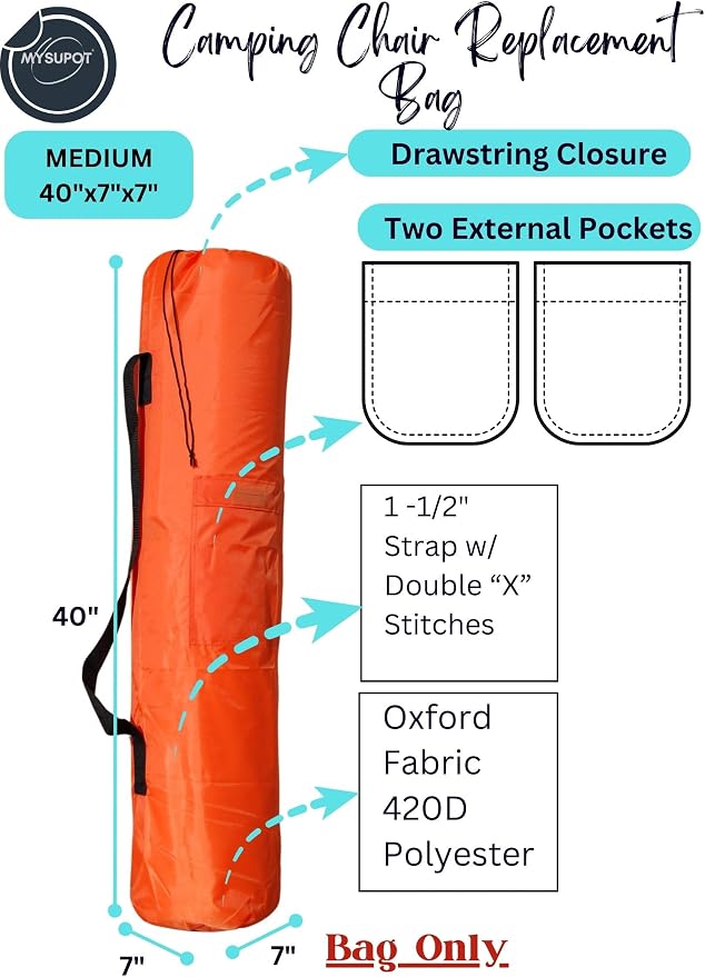 40"x7"x7" Replacement Bag for Folding Camping Chair, Camp Chairs, Yoga Mat - Image 3