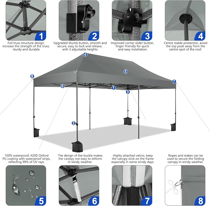 COBIZI 10x20 Heavy Duty Pop Up Canopy Tent - Image 4