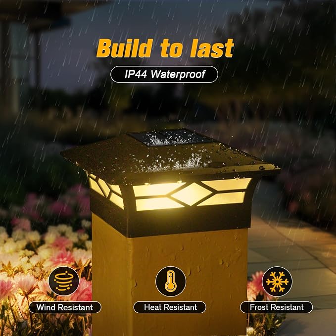 Solar Post Cap Lights Outdoor 8pack, Waterproof Solar Powered Deck Fence Post - Image 3