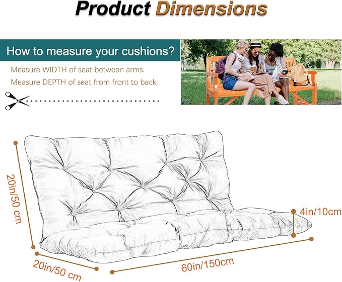 2-3 Seat Swing Replacement Cushion, Outdoor Bench Cushions - Image 6