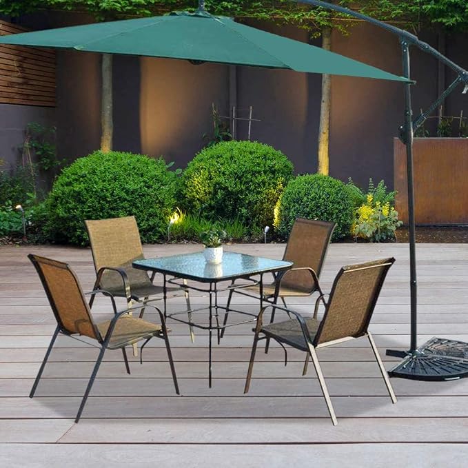VINGLI Glass Patio Table with Umbrella Hole - Image 6