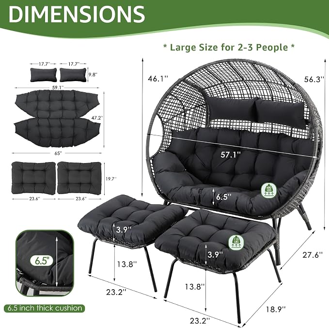 NICESOUL Indoor Outdoor Double Egg Chair - Image 3