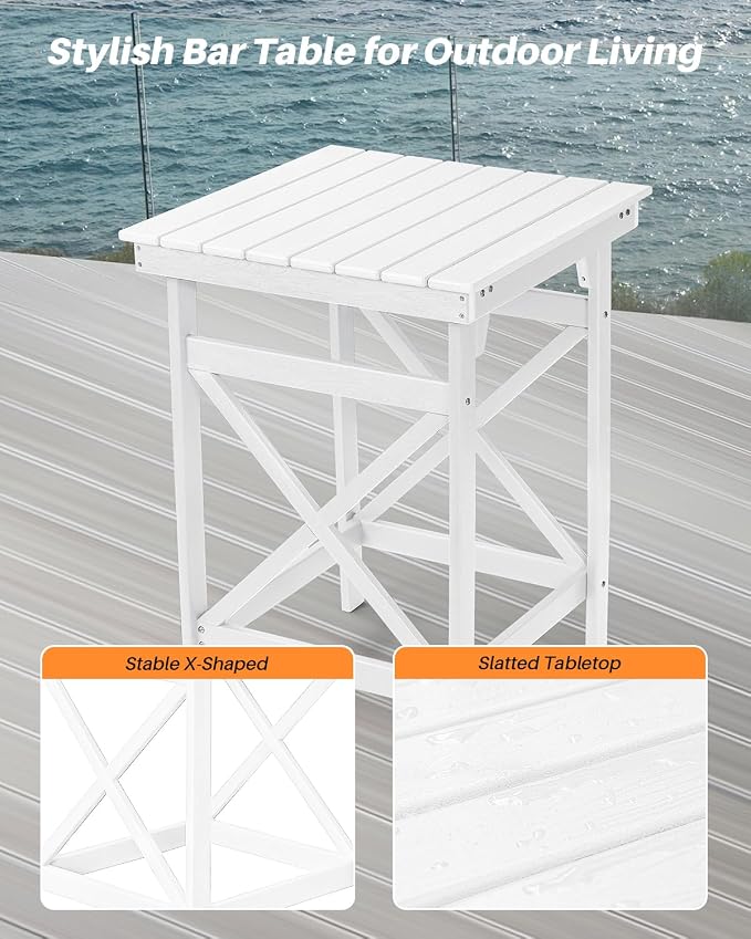HDPE Outdoor Bar Table, Weather Resistant HDPE Patio High Top Pub Table - Image 7