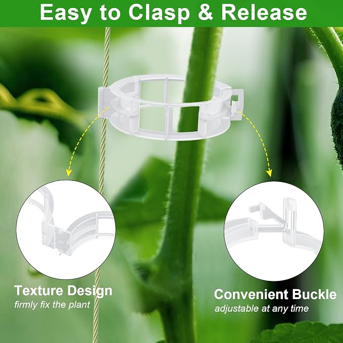 250 Pcs Tomato Clips, Plant Support Clips and J Tomato Hooks, Plastic Trellis - Image 5