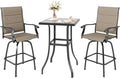 MFSTUDIO 3 Piece Outdoor Swivel Bar Set, Outdoor Bar Table and Chairs Set by MFSTUDIO