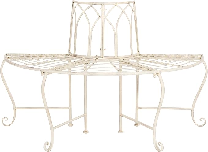 SAFAVIEH Outdoor Furniture Collection – Abia Antique White Distressed Wrought by SAFAVIEH