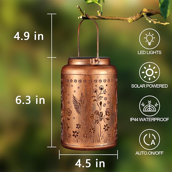 Solar Lanterns Outdoor Waterproof Hummingbird Garden Decor Gifts - Image 4