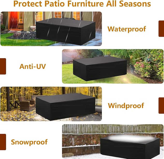 Oslimea Patio Furniture Set Cover 600D Outdoor Sectional Sofa Set Covers - Image 8