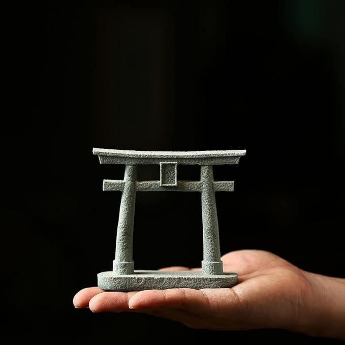 6 PCS Mini Zen Garden Accessories, Miniature Garden Bridge Foo Dogs Torii Gate - Image 3