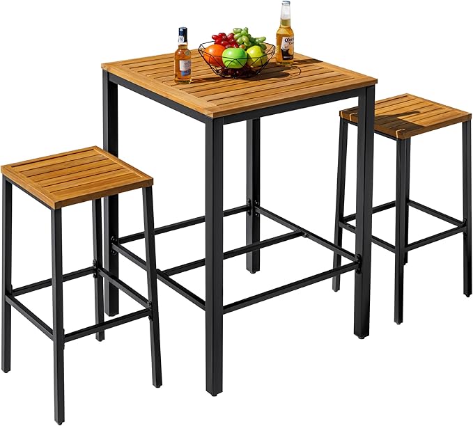 Devoko Acacia Wood Outdoor Patio Bar Set by DEVOKO