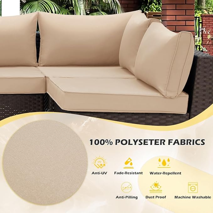 HOMREST Cushions for Outdoor Furniture, Replacement Cushion Pillow, - Image 6