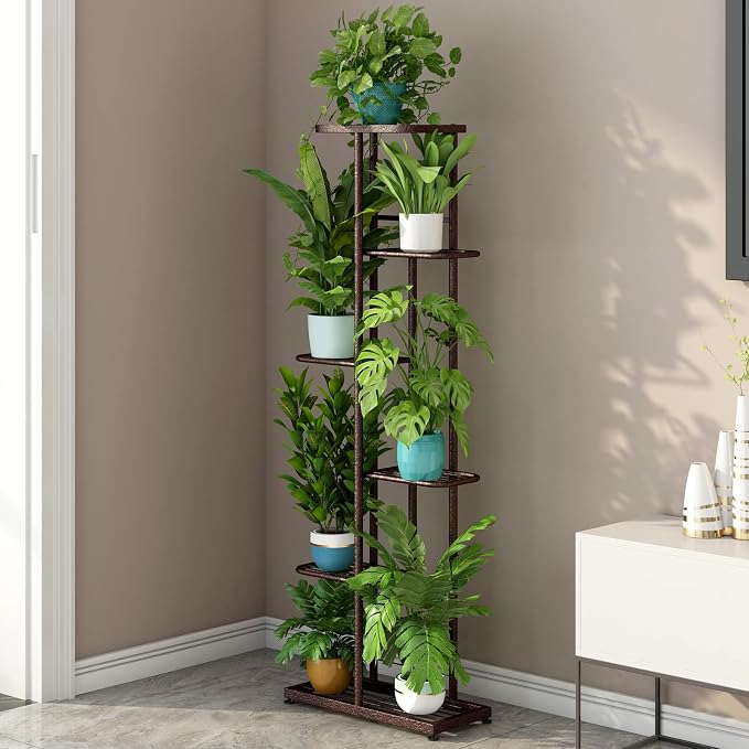 LINZINAR Plant Stand Metal 6 Tier 7 Potted Multiple Flower Pot Holder Shelf - Image 3