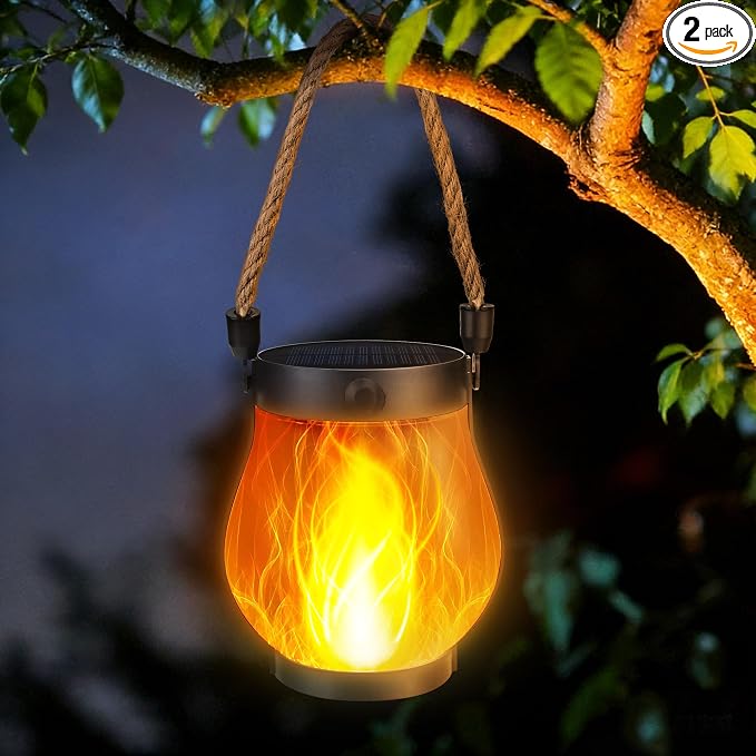 Solar Flame Lantern Hanging Outdoor Waterproof by Jyoiat
