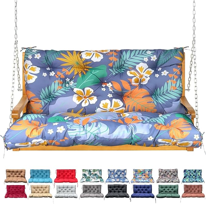 Porch Swing Cushion with Backrest, Waterproof Bench Cushion by NANGELRN