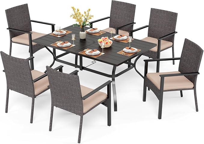 PHI VILLA 7 Piece Outdoor Dining Set by PHIVILLAThepioneerofcomfortablehouseholdsupplies