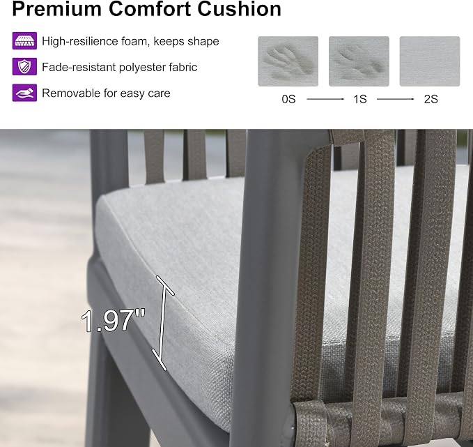 PURPLE LEAF Outdoor Counter Height Bar Stools Set of 2 Patio Metal Modern - Image 5