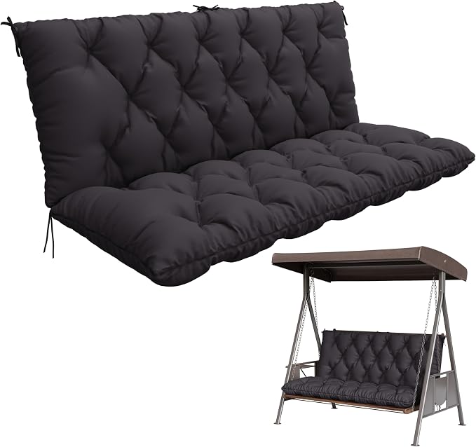 Porch Swing Cushion with Backrest, Waterproof Bench Cushion by Pakunoda