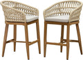 PURPLE LEAF Outdoor Rattan 24" Counter Height Bar Stools Chair Set of 2 by PURPLELEAF