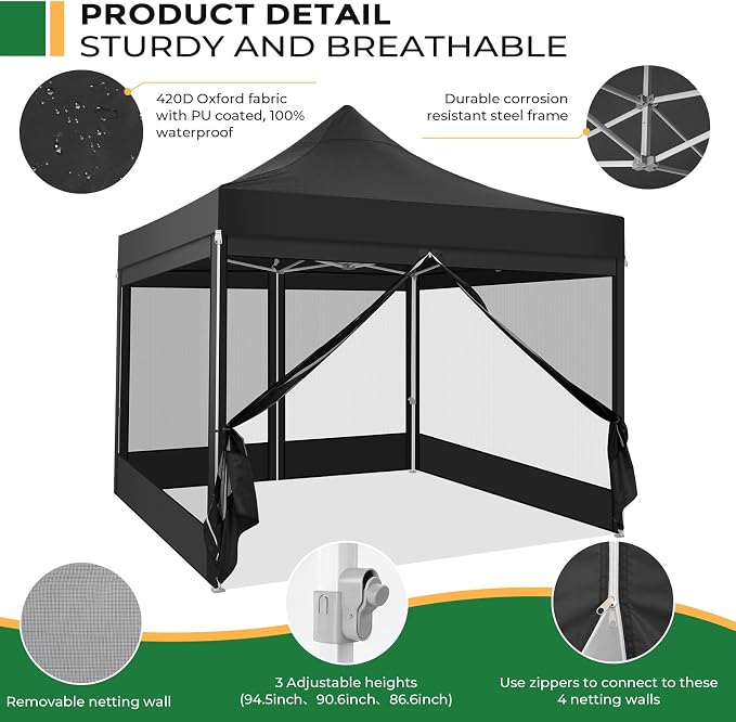COBIZI 10x10 Heavy Duty Pop Up Canopy - Image 5