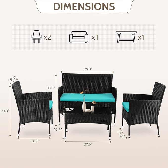 FDW Rattan Furniture Wicker Chair Patio Bristo Set - Image 2