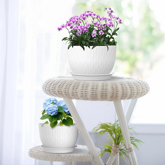 12/10/9 inch Large Plant Pots, 3 Pack Wide Flower Pots - Image 7