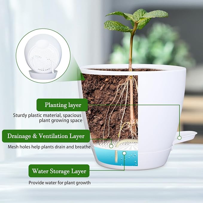 Hanging Planters for Indoor Plants, 2 Set Self Watering Hanging Flower Pots - Image 4