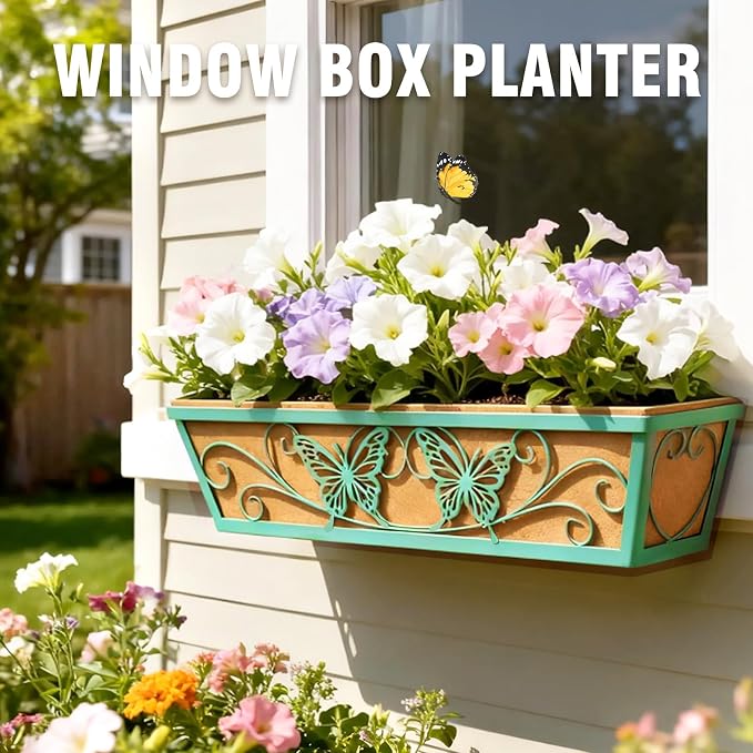 4 Pack 24 Inch Window Boxes Planter Railing Planters Box - Image 4