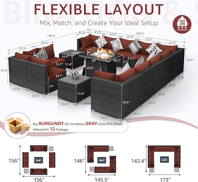 NICESOUL 15 Piece Outdoor Patio Furniture Set - Image 6