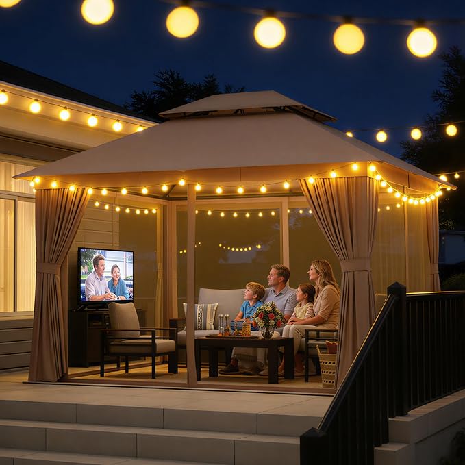 Aoxun Outdoor Gazebo for Patio 10x12 Metal Frame Canopy - Image 4