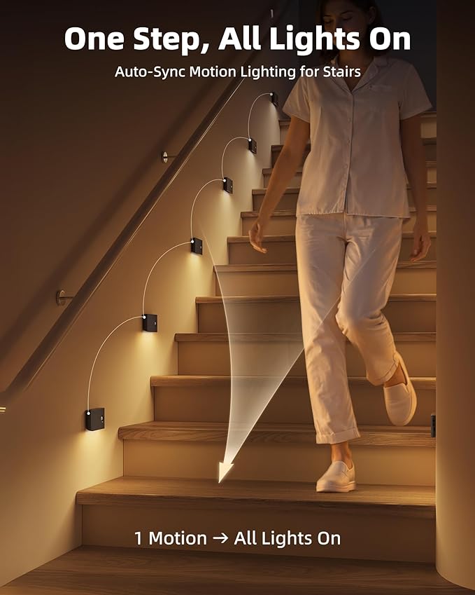 EZVALO 3 Pack Motion Sensor Night Lights, Sync LED Stair Lights Indoor - Image 2