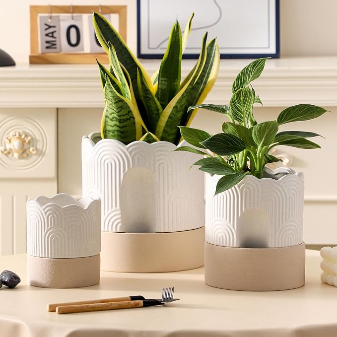 Nihow Self Watering Plant Pot for Indoor Plants: 4.5+6 Inch Ceramic Planter - Image 7
