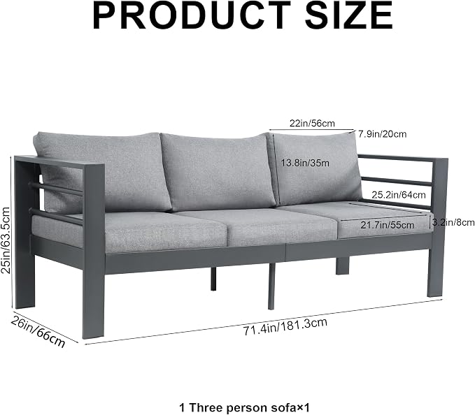 3-Seater All-Weather Iron Patio Sofa - Image 3