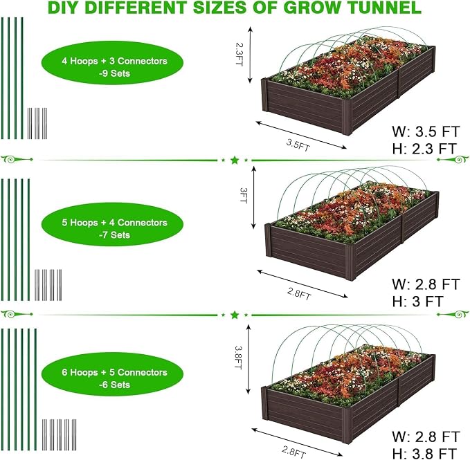 60pcs Garden Hoops for Raised Beds Wide, 8ft Greenhouse Hoops Grow Tunnel for - Image 6