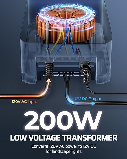 DEWENWILS 200W Low Voltage Landscape Transformer, 120V AC to 15V DC, Outdoor - Image 5