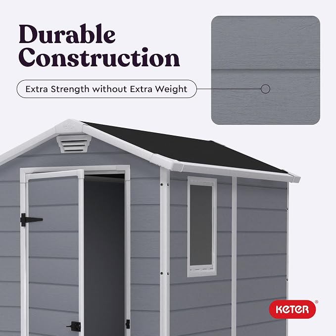 Keter Manor 4x6 Resin Outdoor Storage Shed Kit-Perfect to Store Patio Furniture - Image 8