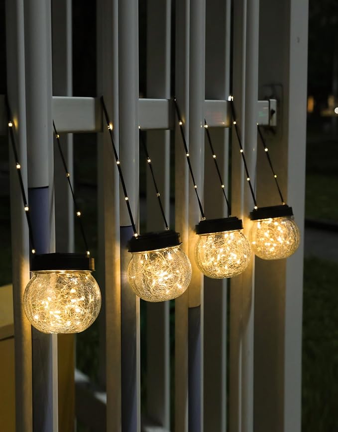 PARTPHONER Solar Lantern Solar Lights Outdoor Waterproof 2-Pack, Solar Powered - Image 2