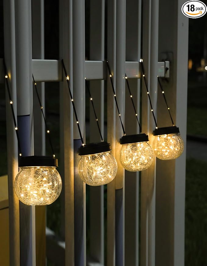 PARTPHONER Solar Lanterns Solar Lights Outdoor Waterproof 18-Pack, Solar by PARTPHONER