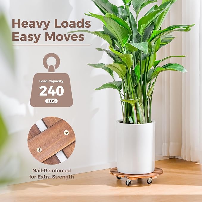 Bamworld14 Inch Wood Plant Caddy - Image 5