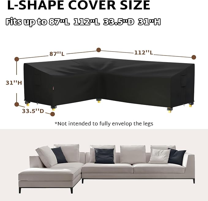 iBirdie Outdoor Patio Furniture Cover fit 87" x 112", Waterproof Weatherproof - Image 9