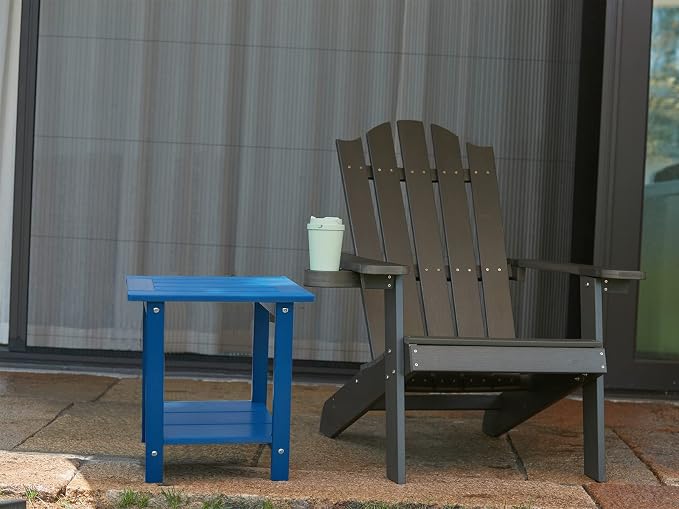 Double Adirondack Outdoor Side Table Weather Resistant, Outdoor Rectangular - Image 2