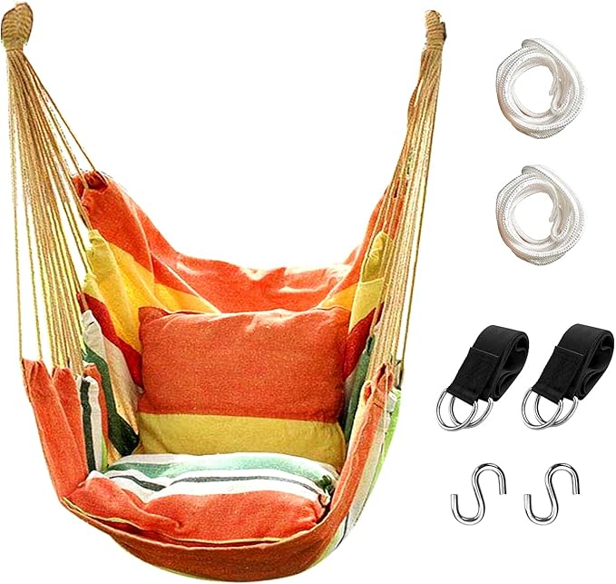 Hommtina Hammock Chair Hanging Rope Swing, Max 300 Lbs Hanging Chair by Hommtina