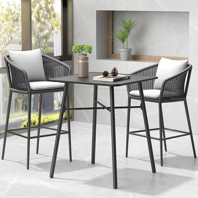 C-Hopetree 41" Counter Height Bar Table, Square Metal Pub Bistro Cocktail Table - Image 7