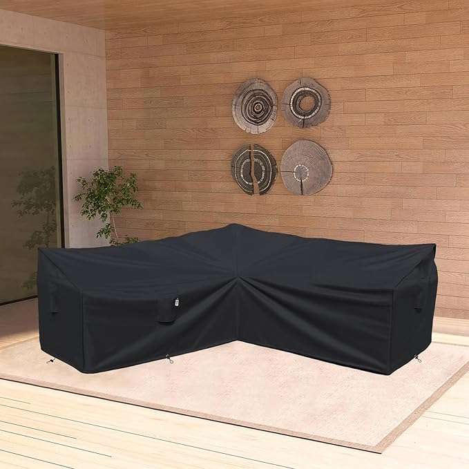 Heavy Duty Outdoor Sectional Cover, 85“ x 85" V-Shaped 5-Seater Waterproof 600D - Image 7