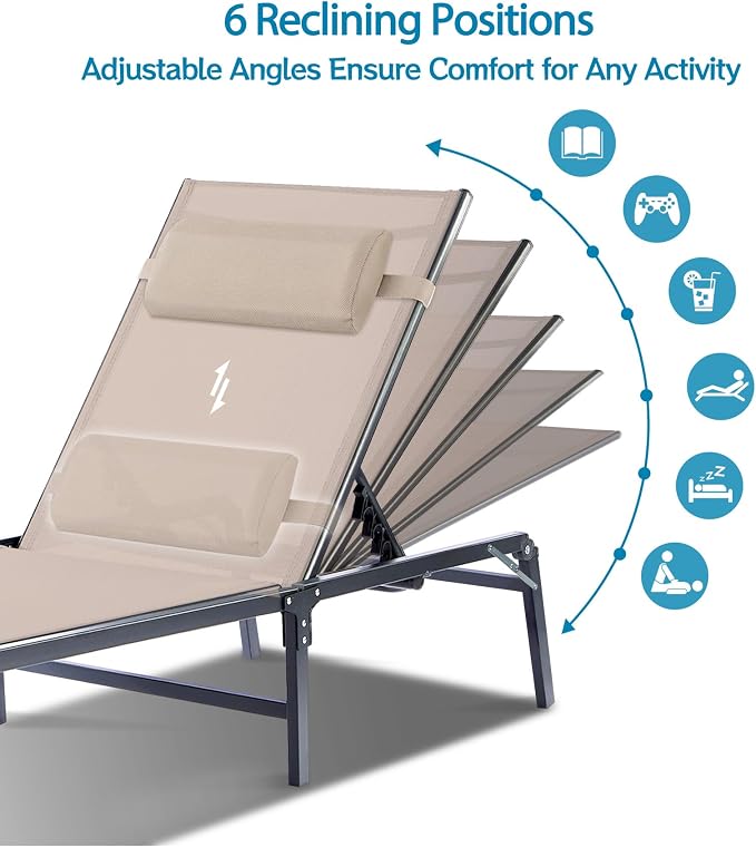 4 Pack Foldable Chaise Lounge Chair - Image 4