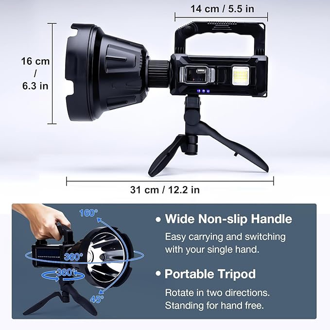 Solar Rechargeable Spotlight 3, 000L High Lumens, Super Bright Led Spot Lights - Image 5