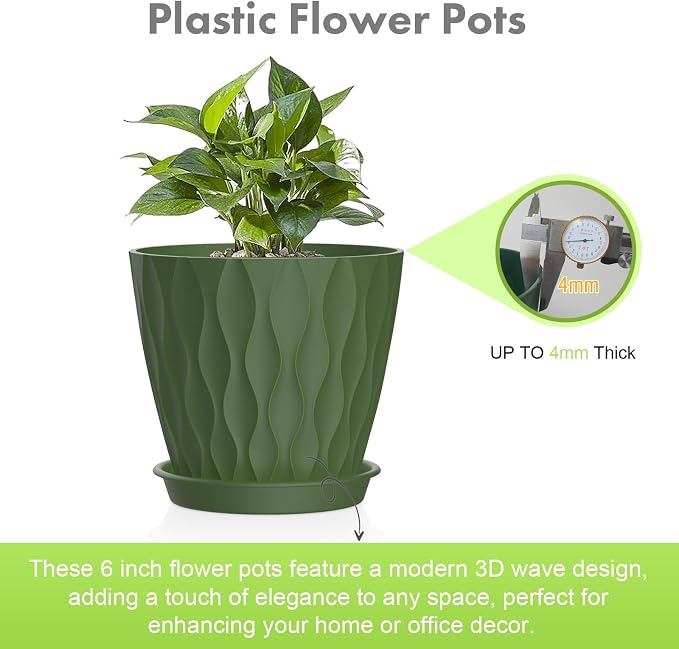 6 inch Plant Pots, Plastic Planters - Image 3
