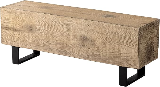 AQUILLA Modern Outdoor Bench, Faux Wooden Patio Bench, Concrete Backless Porch - Image 8