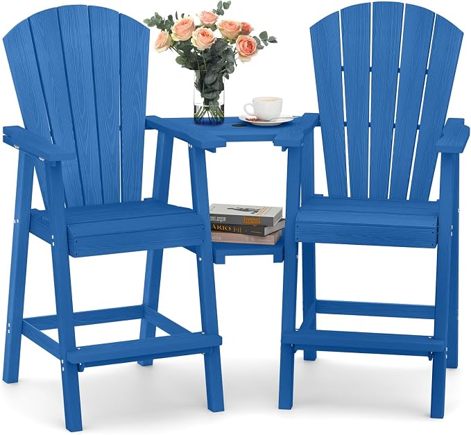 Ciokea Tall Adirondack Chairs Set of 2, HDPE Outdoor High Back Adirondack Chair by CIOKEA