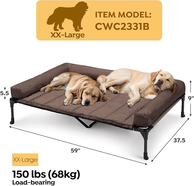 Veehoo Cooling Elevated Dog Bed Add Removable Waterproof Bolster Cushion Mat - Image 2