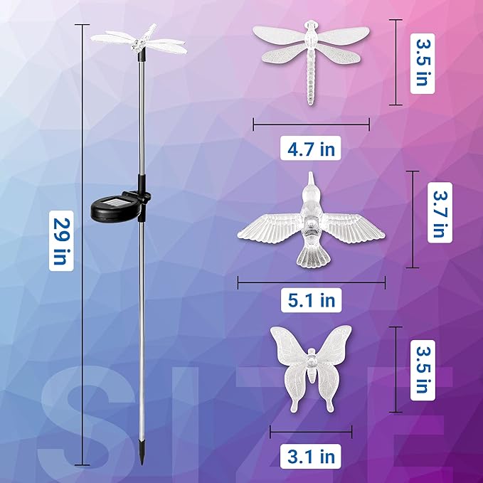 SOLPEX Solar Garden Lights, 3 Pack Solar Butterfly Lights Yard Decorations - Image 7